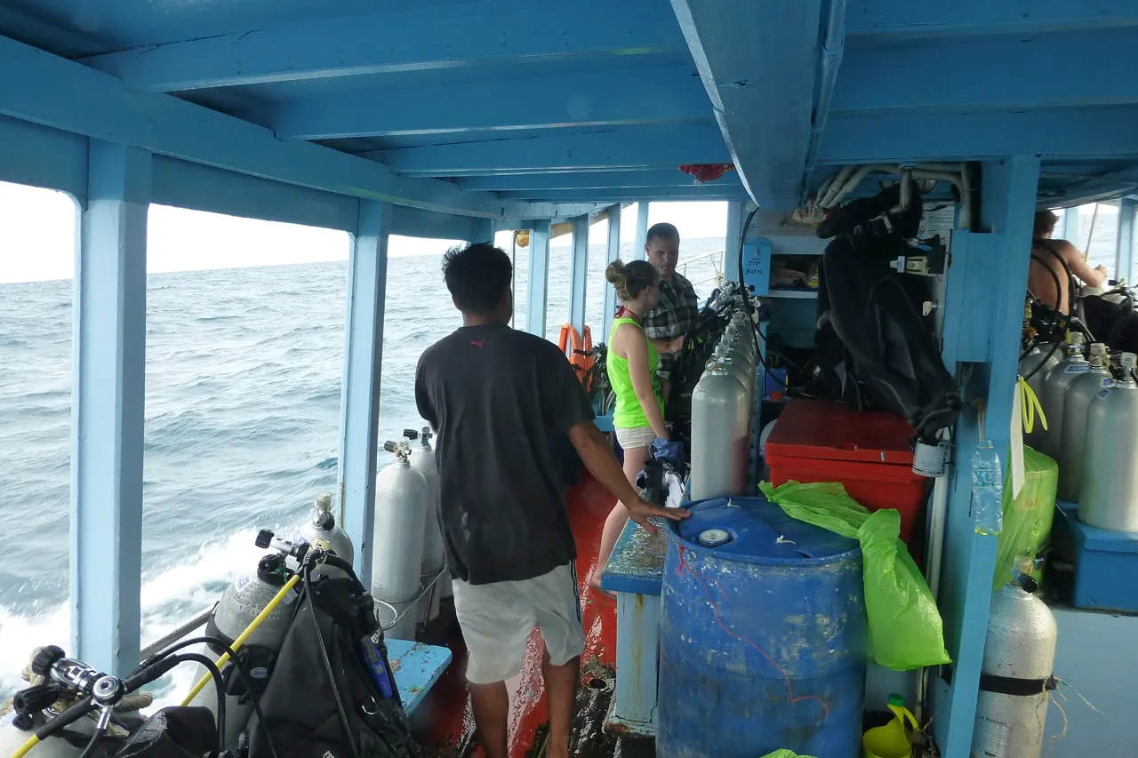 On board a Koh Tao diving boat
